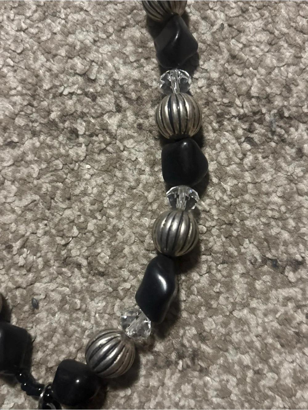 Black Beaded Cross Pendant Necklace - Brand Unspecified